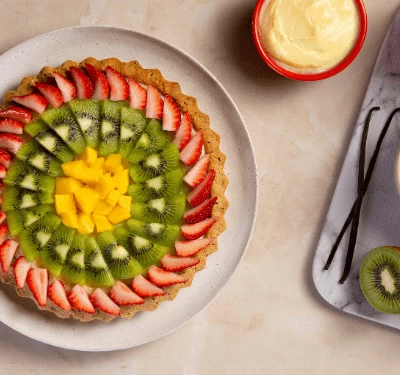 Torta de frutas com massa de aveia