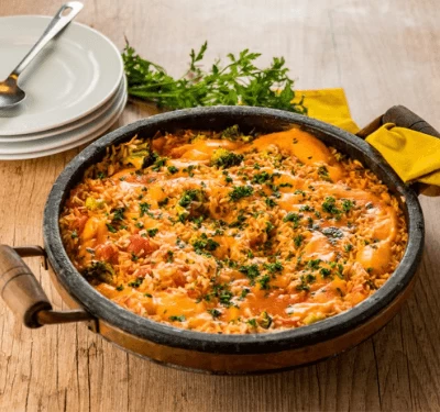 Arroz com frango e requeijão sabor Cheddar