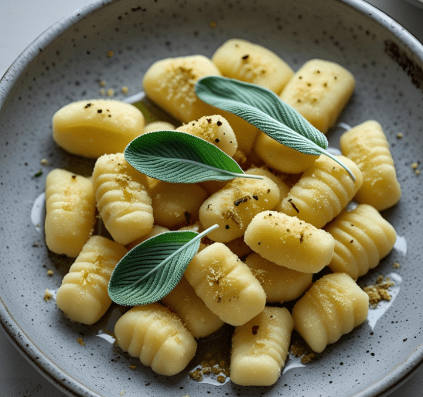 Gnocchi de Batata na Manteiga de Flor de Sal com Sálvia e Noz-Moscada