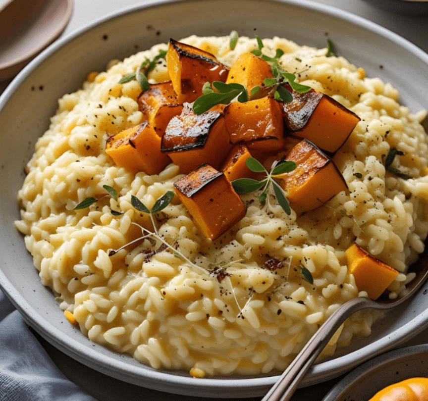 Risoto de Queijo do Reino com Abóbora Assada